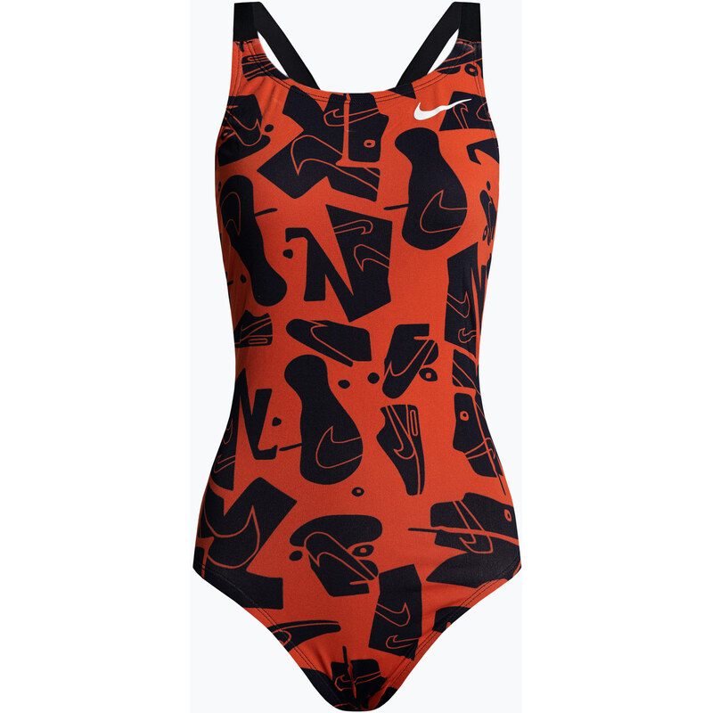 Dámské jednodílné plavky Nike Multiple Print Fastback orange