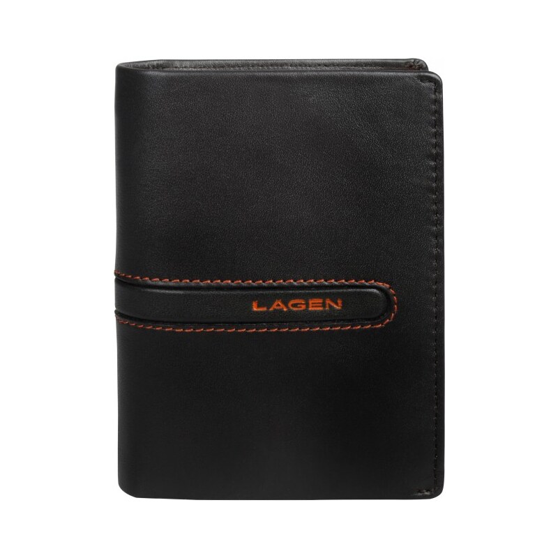 Lagen Pánská hnědá kožená peněženka Brown/Orange 614861-2