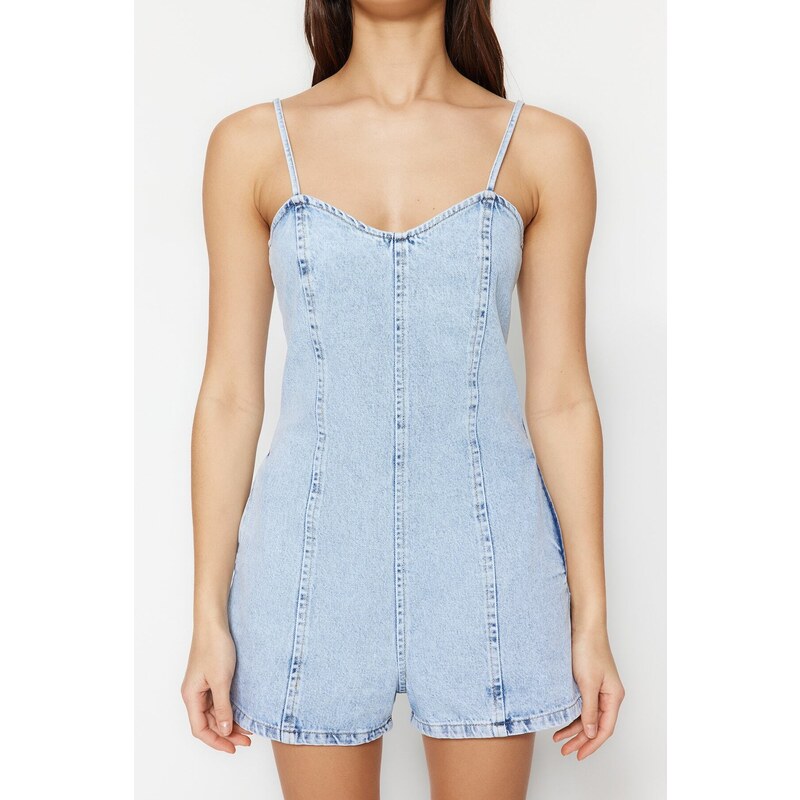 Trendyol Light Blue Strap Denim Overalls