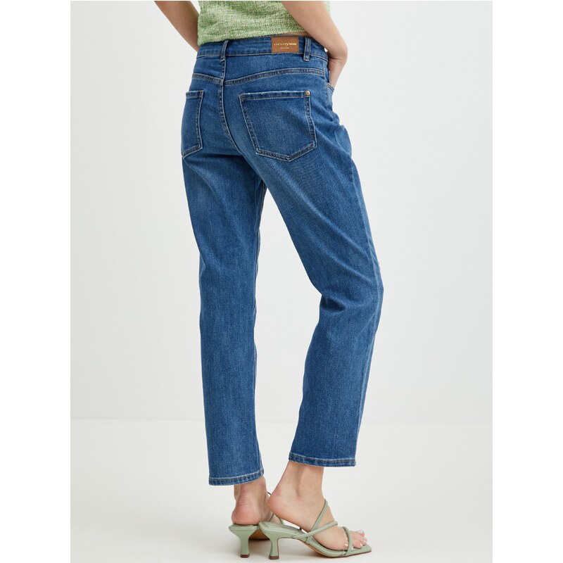 Orsay Tmavě modré dámské zkrácené straight fit džíny - Dámské