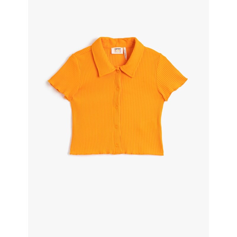 Koton Polo T-Shirt With Short Sleeves, Snap Buttons, Cotton Ribbon.