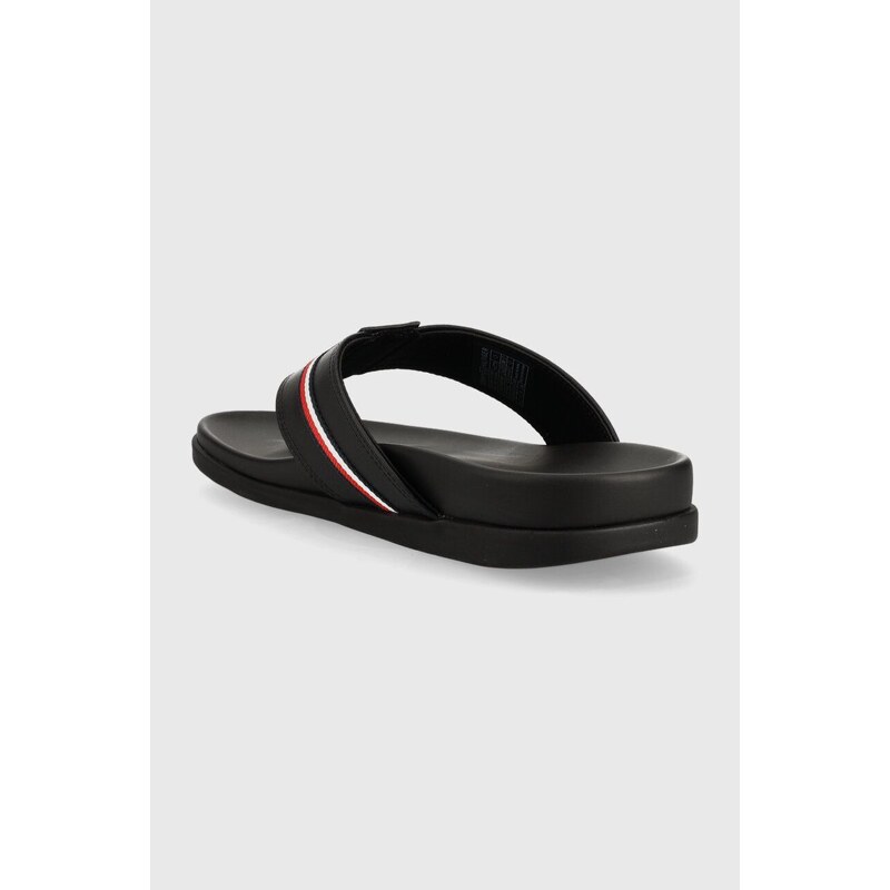 Žabky Tommy Hilfiger HILFIGER LEATHER TOE POST SANDAL pánské, černá barva, FM0FM04460