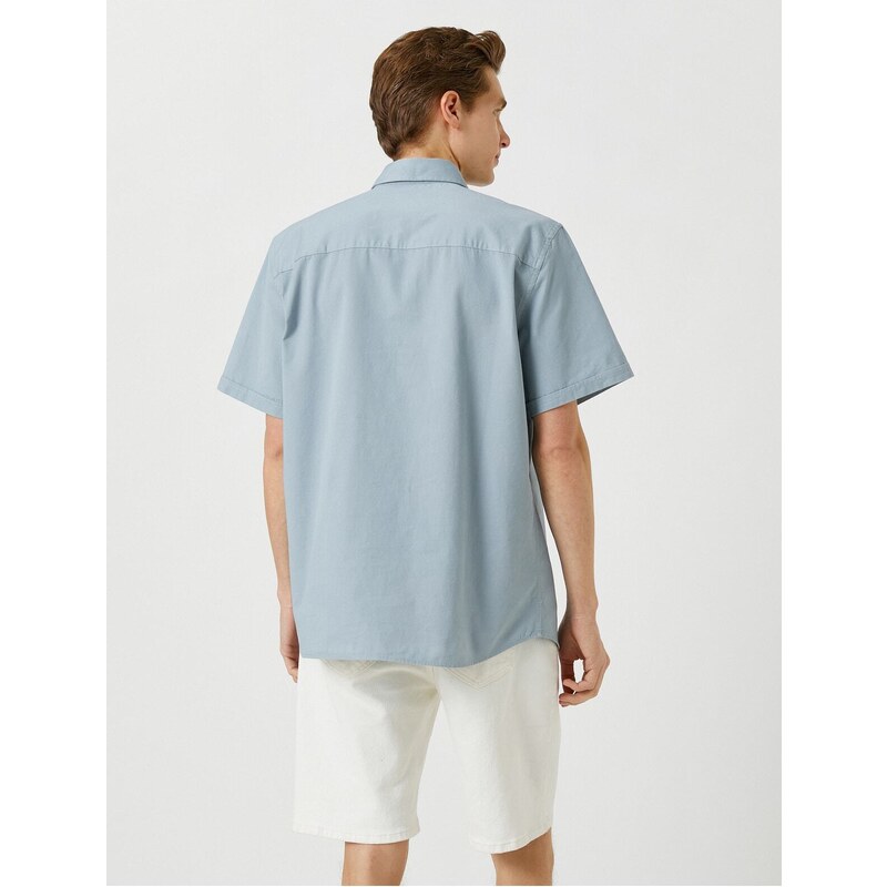 Koton Summer Shirt with Short Sleeves, Classic Collar Cotton