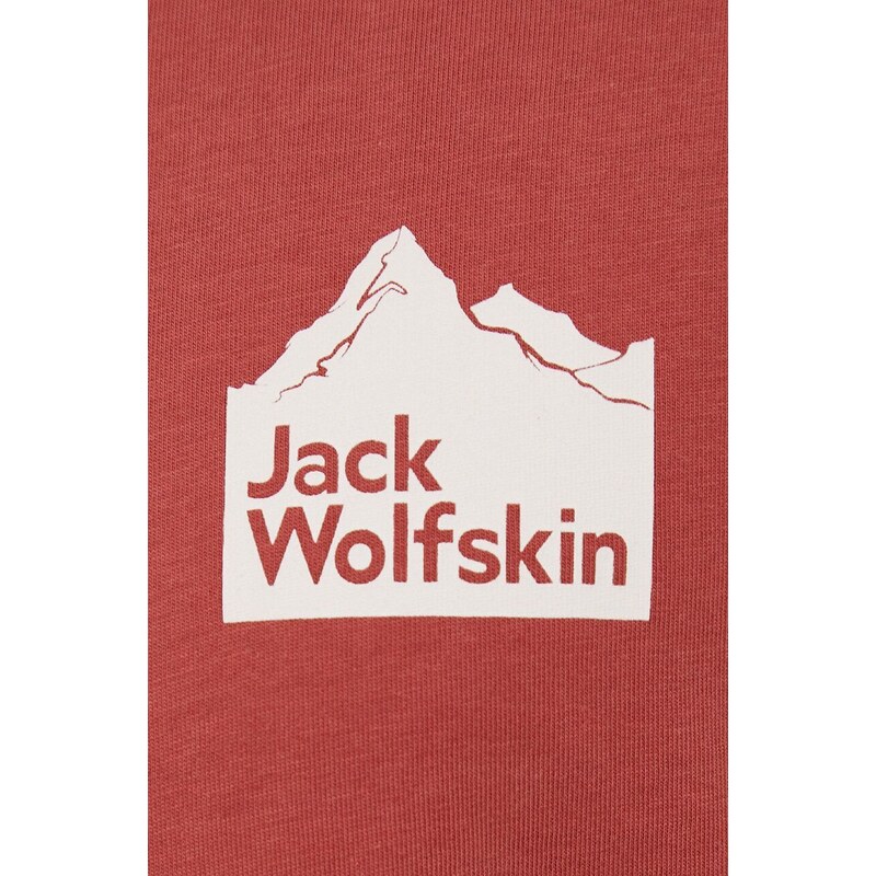 Bavlněné tričko Jack Wolfskin 10 vínová barva