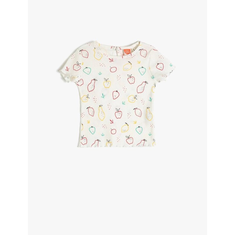 Koton 3smg10059ak Girls' T-shirt Ecru Patterned