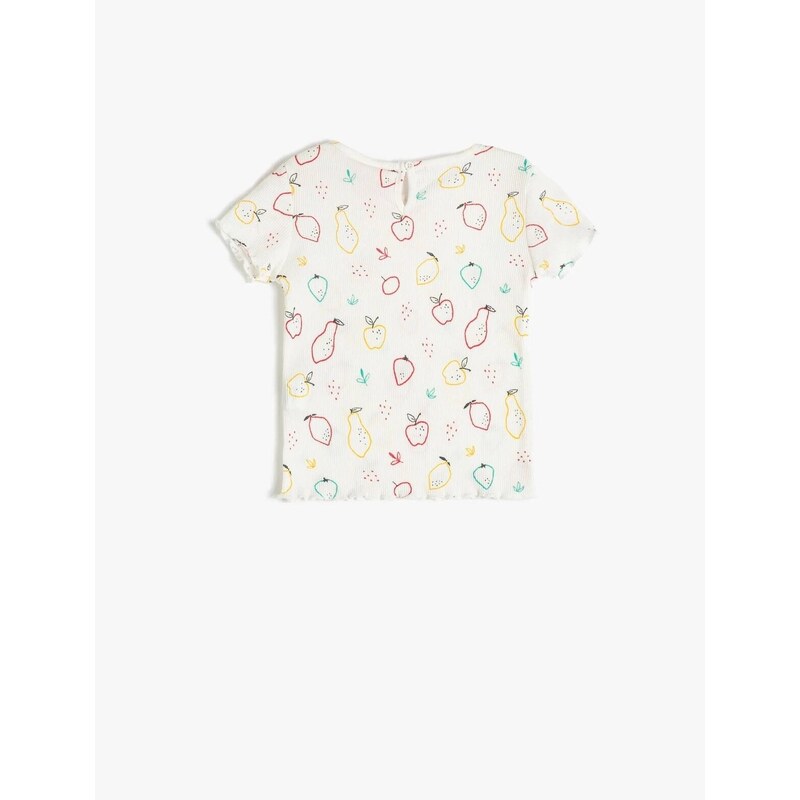 Koton 3smg10059ak Girls' T-shirt Ecru Patterned