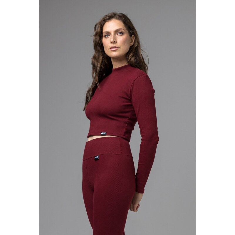 MUTA Rib Organic Cotton Crop Top / Burgundy