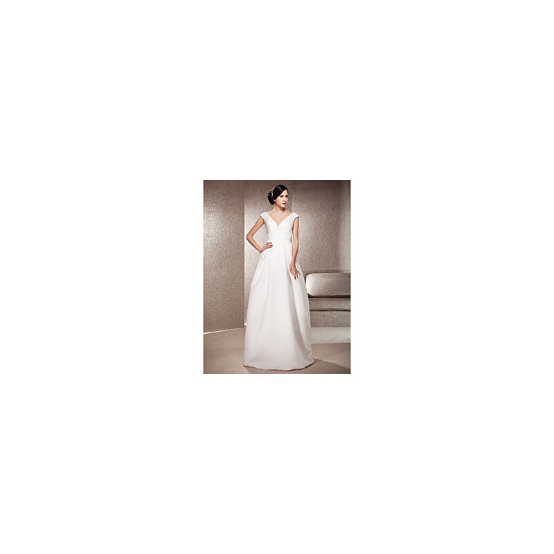 LightInTheBox A-line V-neck Floor-length Satin Wedding Dress