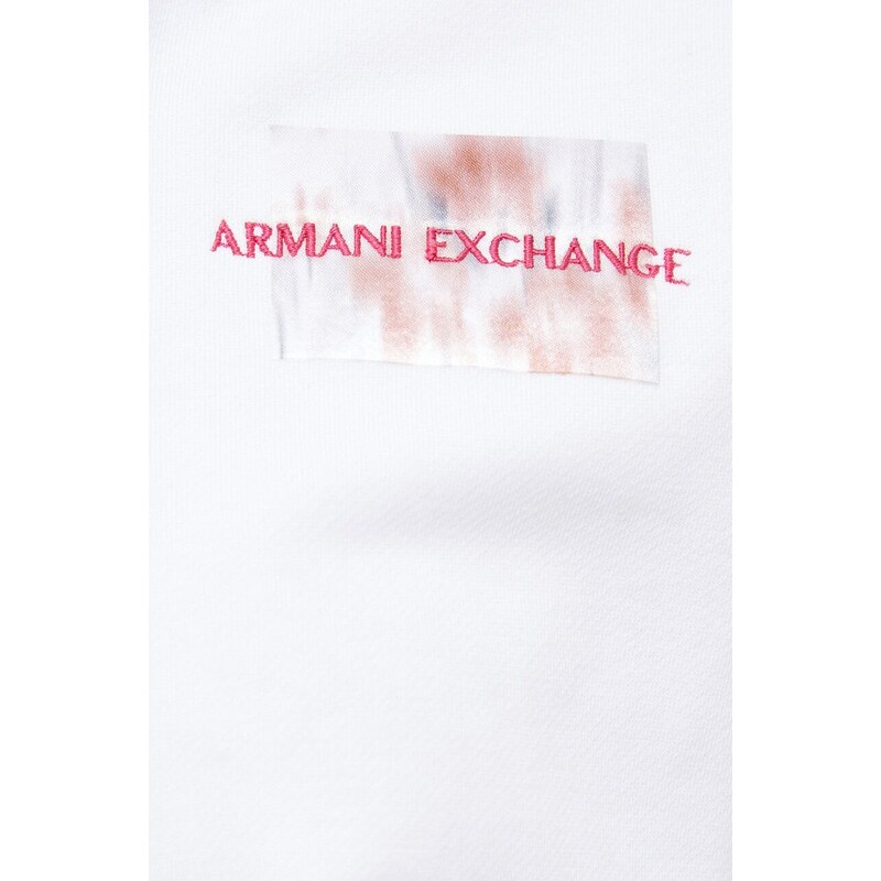 Mikina Armani Exchange dámská, bílá barva, s kapucí, hladká