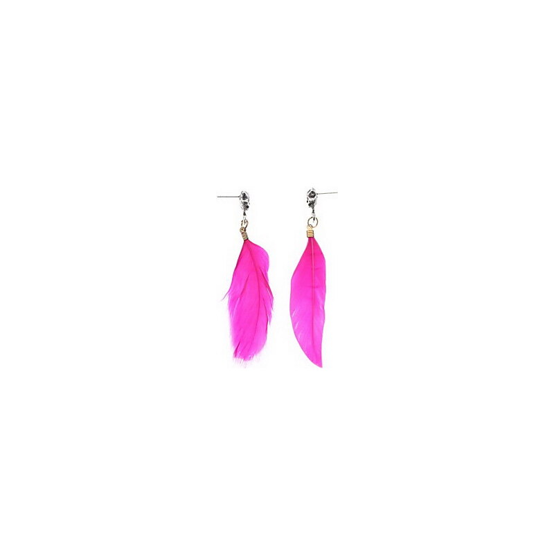 LightInTheBox Punk Style Crossbones Pink Feather Earrings