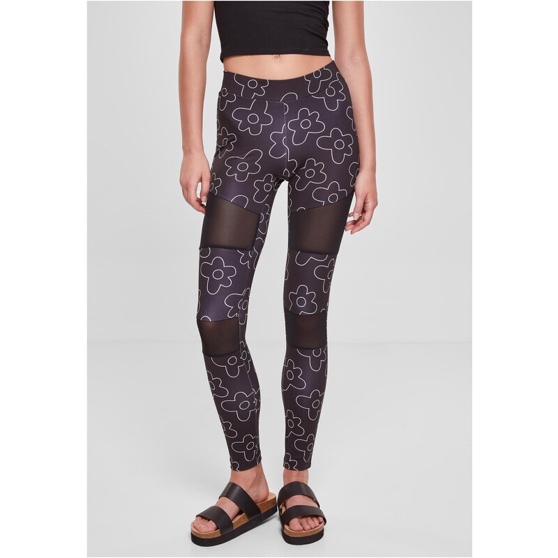 Urban Classics Dámské legíny Tech Mesh AOP blackflower