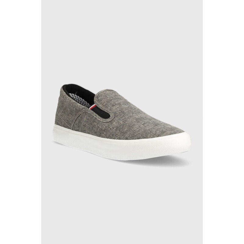 Tenisky Tommy Hilfiger TH HI VULC CORE LOW SLIP ON pánské, hnědá barva