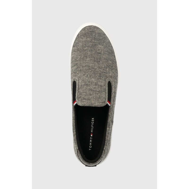 Tenisky Tommy Hilfiger TH HI VULC CORE LOW SLIP ON pánské, hnědá barva