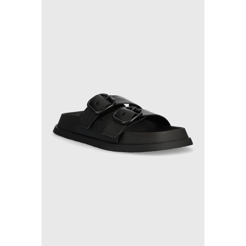 Pantofle Tommy Jeans FANCY SANDAL dámské, černá barva, EN0EN02136