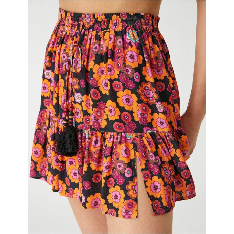 Koton Tiered Mini Skirt Floral Patterned