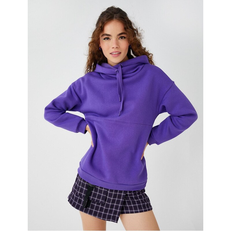 Koton Oversize Hooded Basic Sweatshirt Fleece Inner