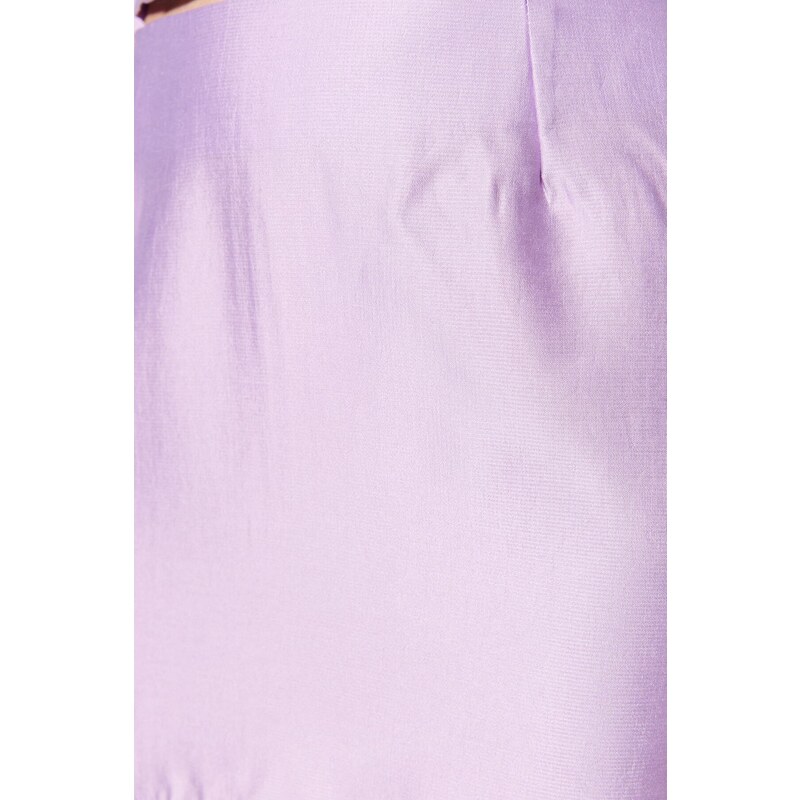 Trendyol Lilac Super Mini Skirt with Woven Shiny Fabric