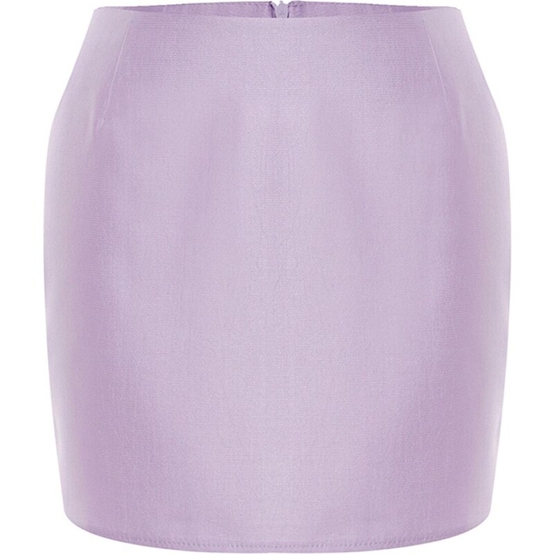 Trendyol Lilac Super Mini Skirt with Woven Shiny Fabric