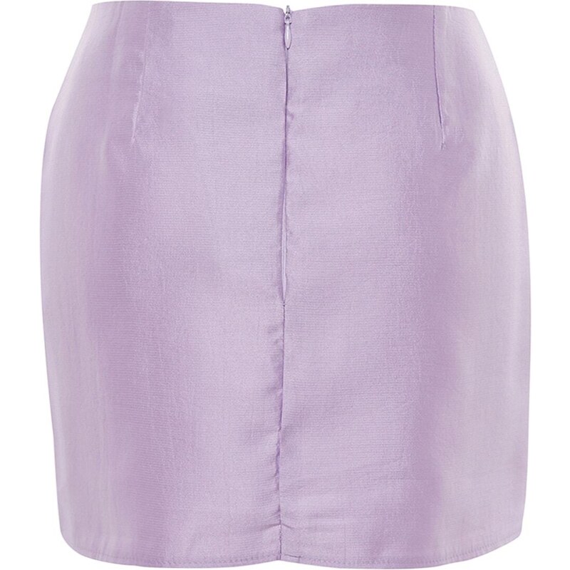 Trendyol Lilac Super Mini Skirt with Woven Shiny Fabric