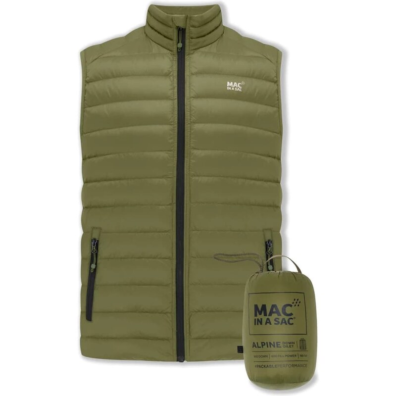 MAC IN A SAC Mac Alpine DG khaki pánská sbalitelná péřová vesta