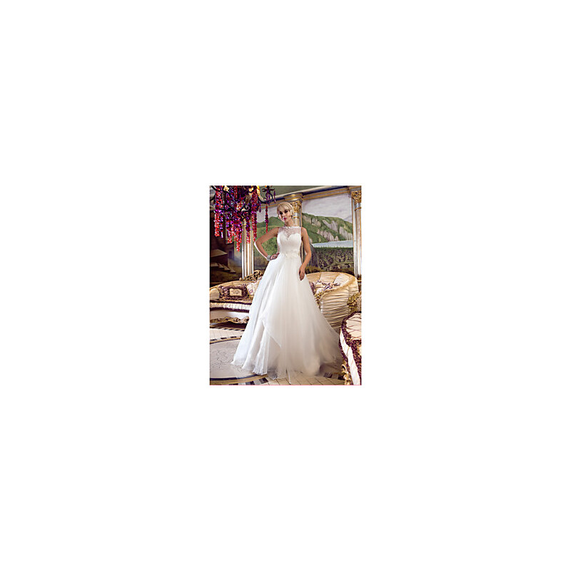 LightInTheBox A-line Princess Queen Anne Court Train Organza And Lace Wedding Dress (632799)