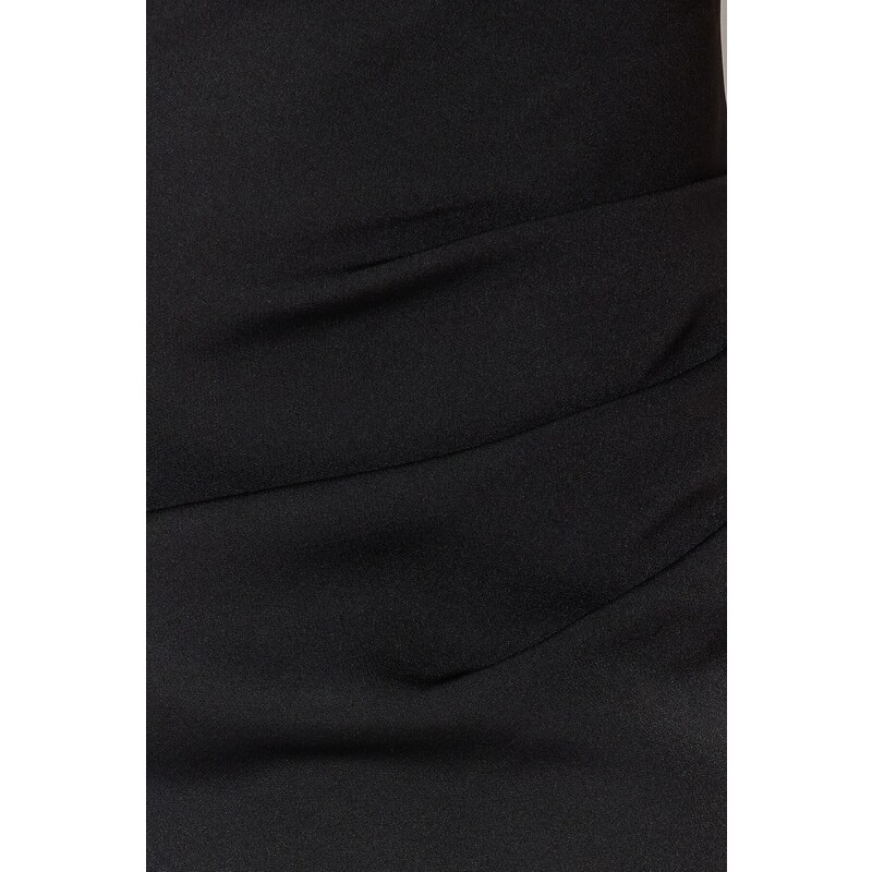 Trendyol Black Mini Weave Shirred Shirred Skirt