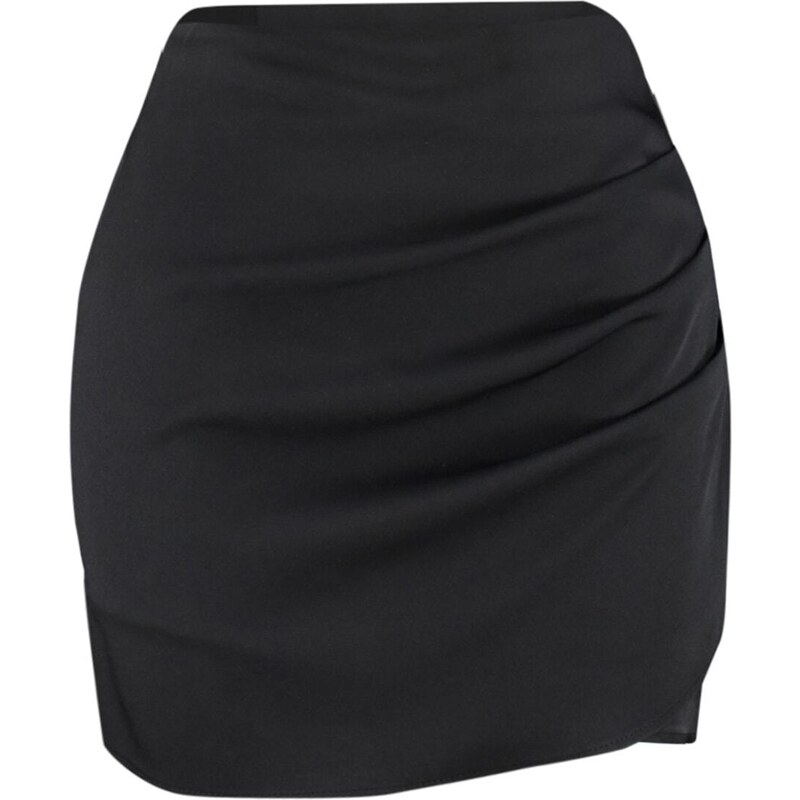 Trendyol Black Mini Weave Shirred Shirred Skirt