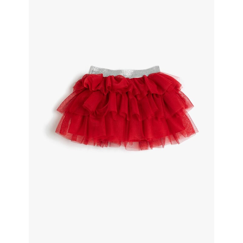 Koton Layered Tutu Skirt, Glittery, Elastic Waist, Cotton Lined.