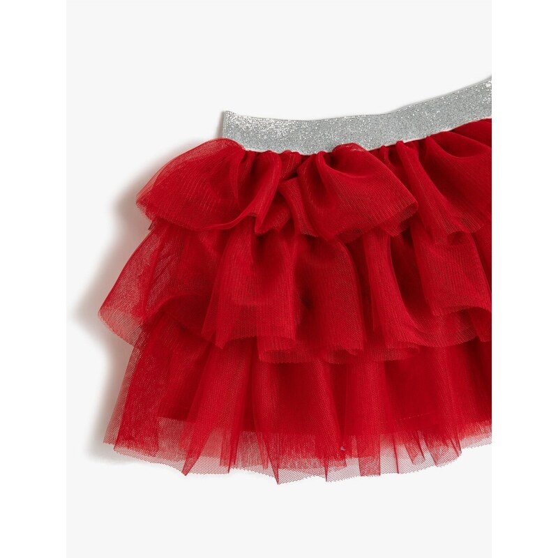 Koton Layered Tutu Skirt, Glittery, Elastic Waist, Cotton Lined.