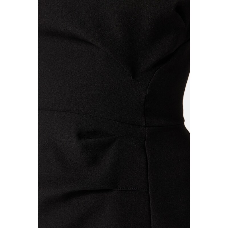 Trendyol černé skládané tkané tkané šaty