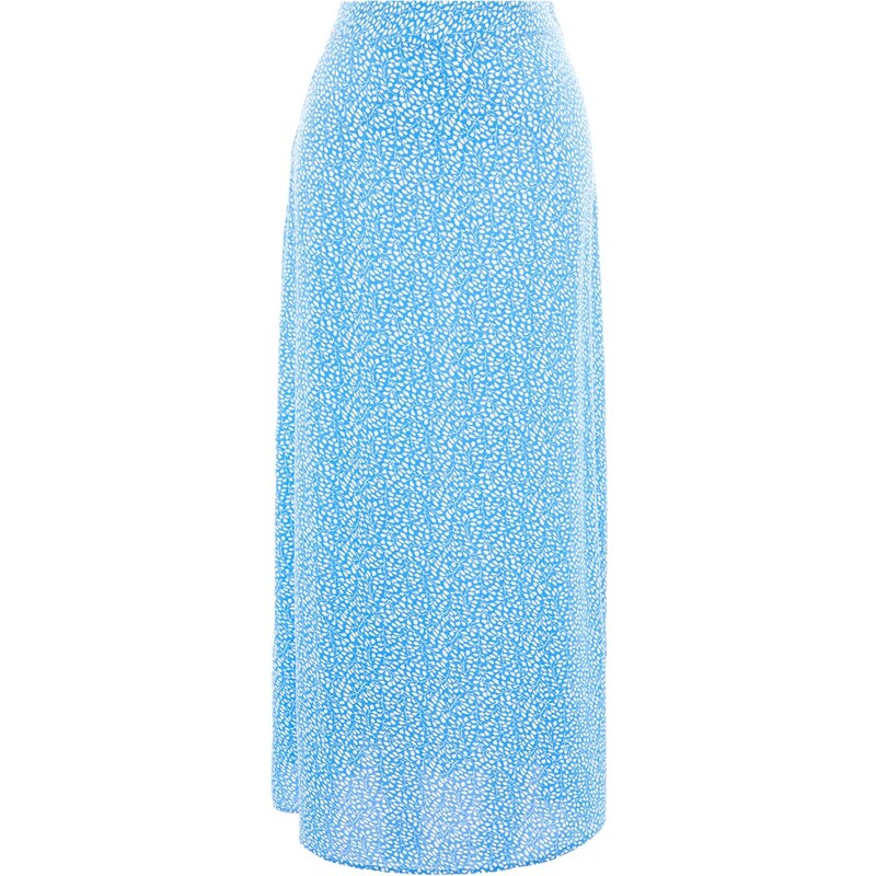 Trendyol Blue Floral Printed Viscose Woven Flare Skirt