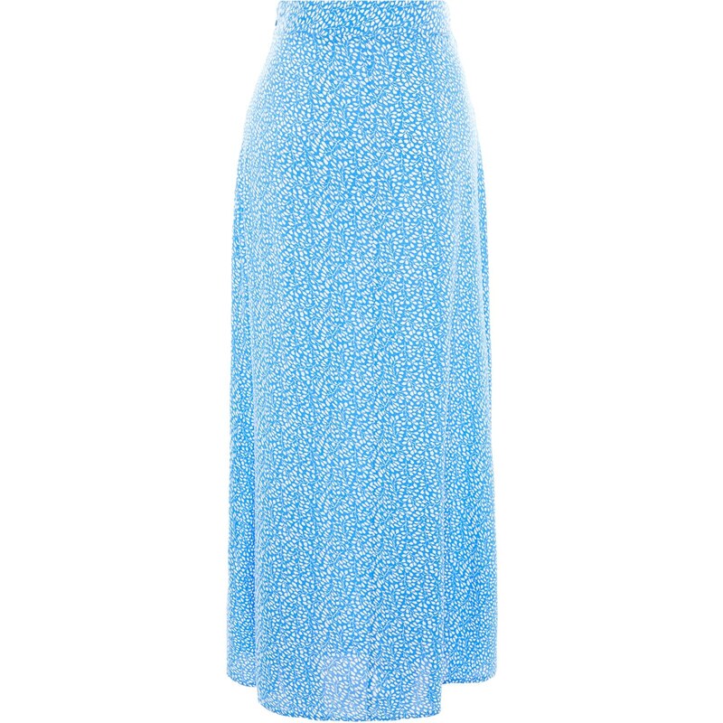 Trendyol Blue Floral Printed Viscose Woven Flare Skirt