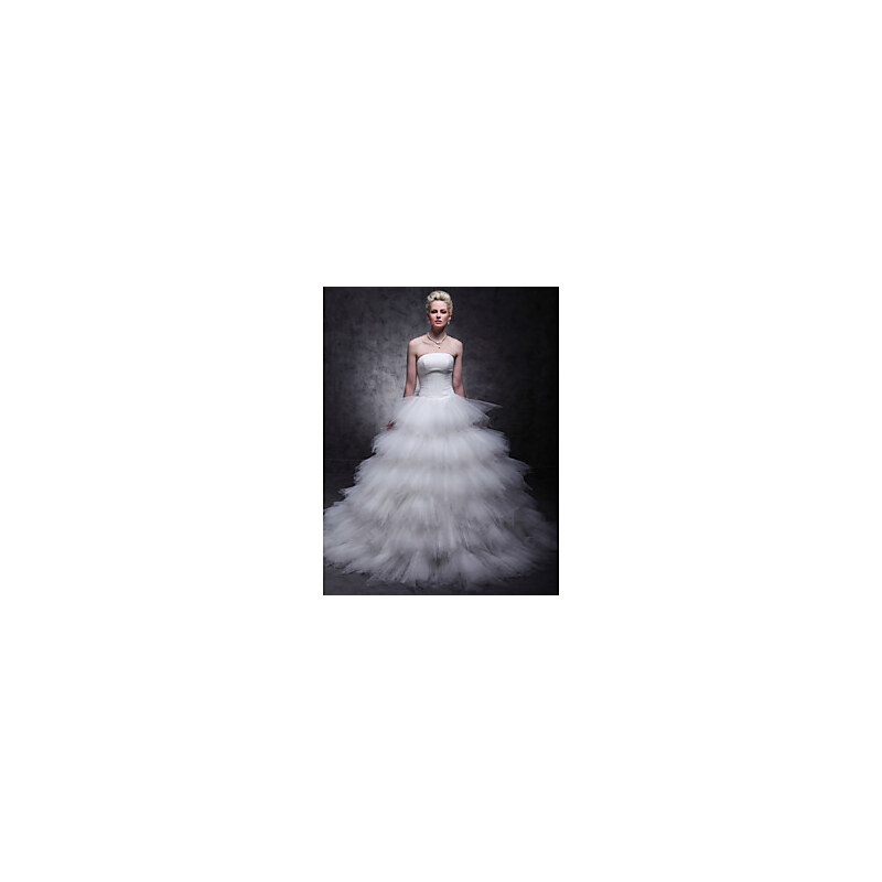 LightInTheBox Tulle Over Satin Ball Gown Sweep/Brush Train Tiered Wedding Dress inspired by Mandy Moore in License to Wed