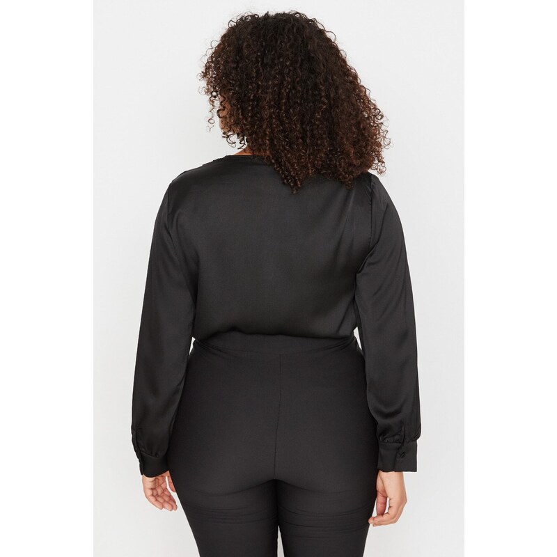 Trendyol Curve Black Satin Look Body With Buttons