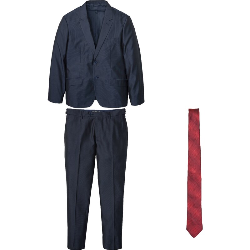 bonprix Oblek (3dílná souprava): sako, kalhoty kravata Modrá