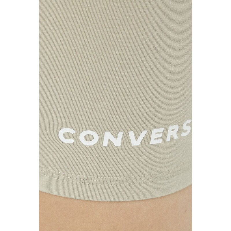Kraťasy Converse dámské, béžová barva, s potiskem, high waist, 10024539.A02-BEACHSTONE