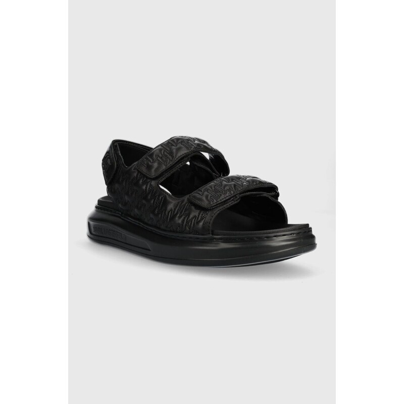 Kožené sandály Karl Lagerfeld KAPRI MENS pánské, černá barva, KL52503