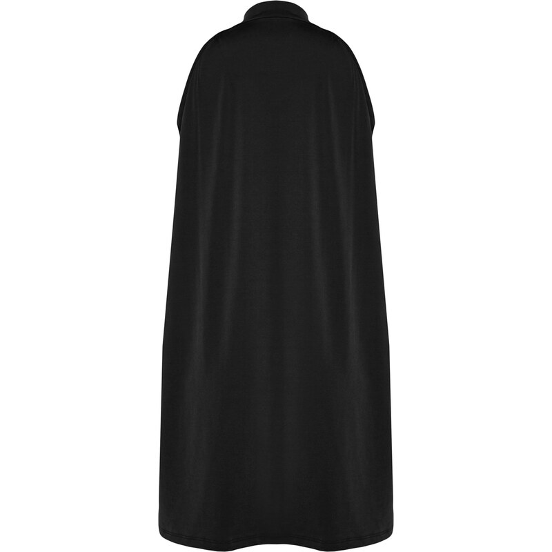 Trendyol černé mini flexibilní pletené šaty s ohlávkou