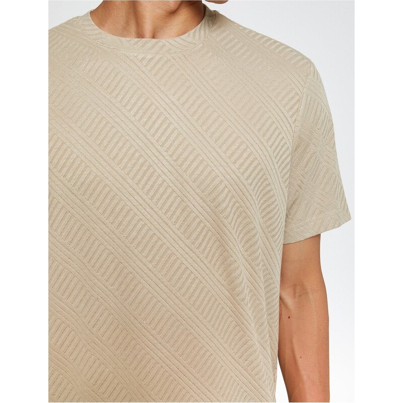 Koton Základní žakárové tričko Tričkový krátký rukáv