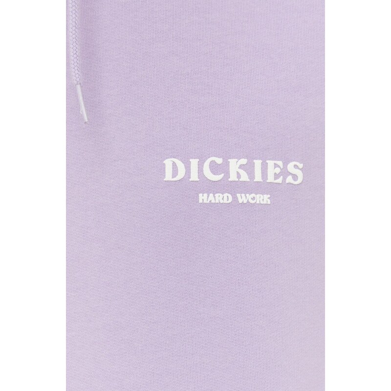 Bavlněná mikina Dickies pánská, fialová barva, s kapucí, s potiskem