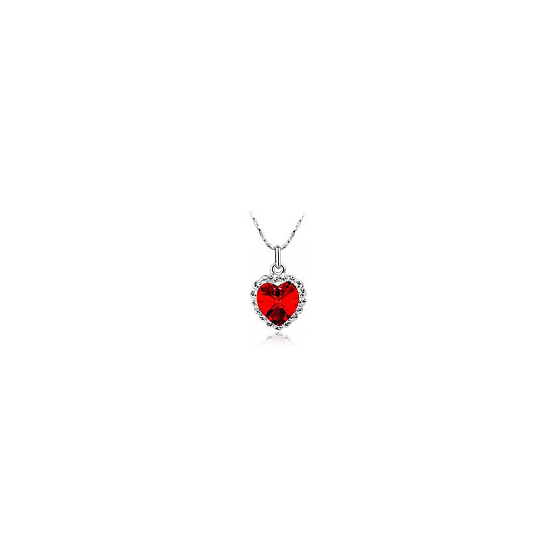 LightInTheBox Classic Austrian Crystal Heart Pattern Necklace (Red)