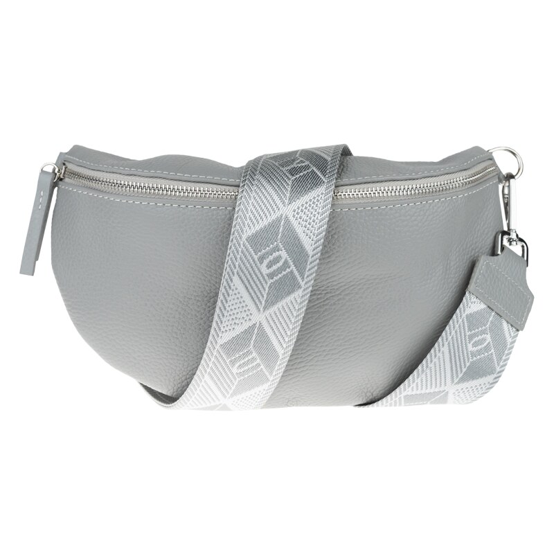Šedá kožená italská crossbody kabelka Reni Grande Grigia s