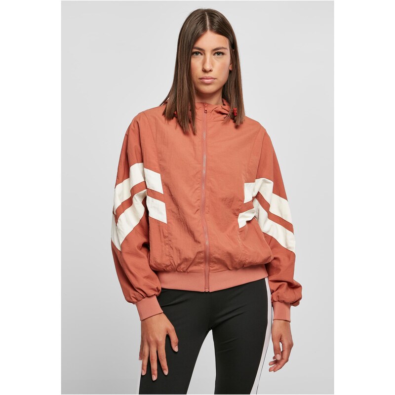 Urban Classics Dámská bunda Crinkle Batwing terakota/bílá