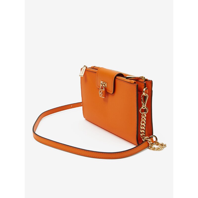 Oranžová dámská kožená crossbody kabelka Michael Kors Ruby - Dámské