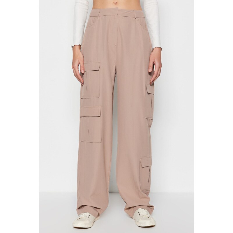 Trendyol Mink Cargo tkané kapsové kalhoty s detailními bavlněnými kalhotami