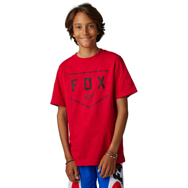 Dětské triko Fox Youth Shield Ss Tee - Flame Red
