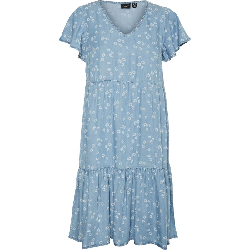 VERO MODA Šaty Harper modrá džínovina / bílá