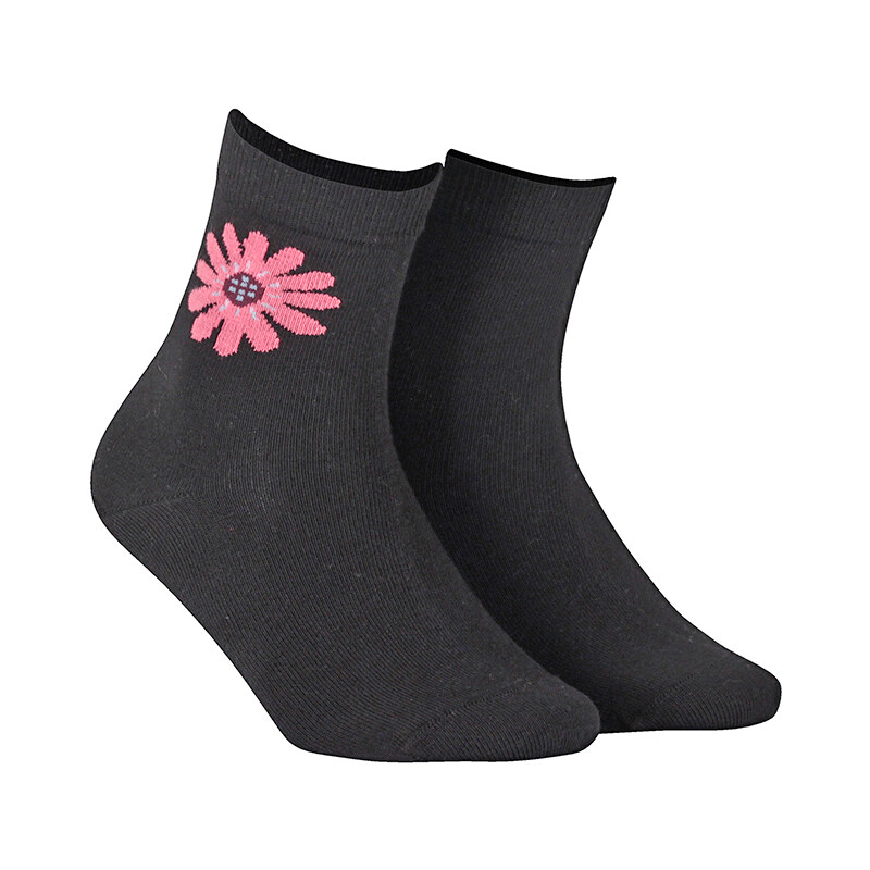 Dívčí vzorované ponožky WOLA KYTIČKA černé