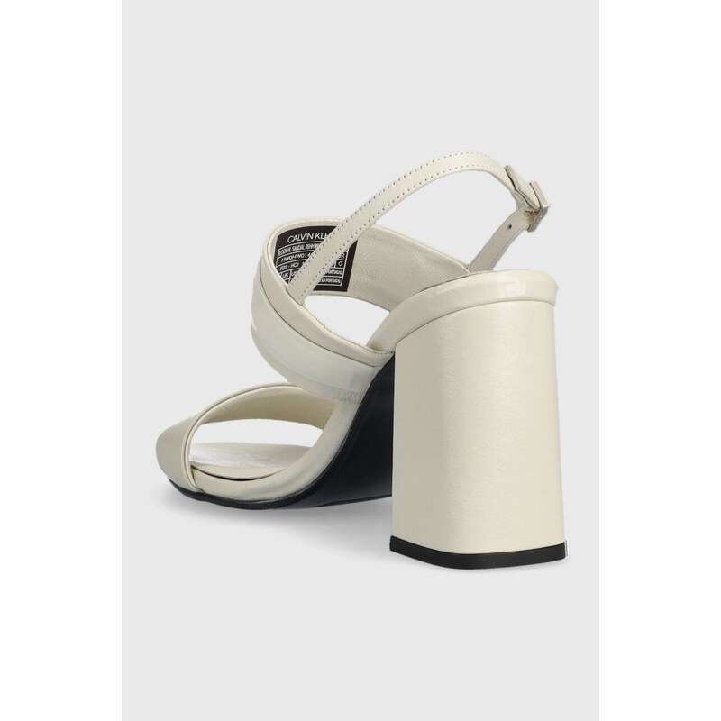 Kožené sandály Calvin Klein BLOCK HL SANDAL 85HH W/HW bílá barva, HW0HW01486