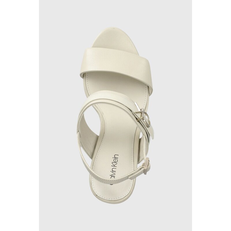 Kožené sandály Calvin Klein BLOCK HL SANDAL 85HH W/HW bílá barva, HW0HW01486